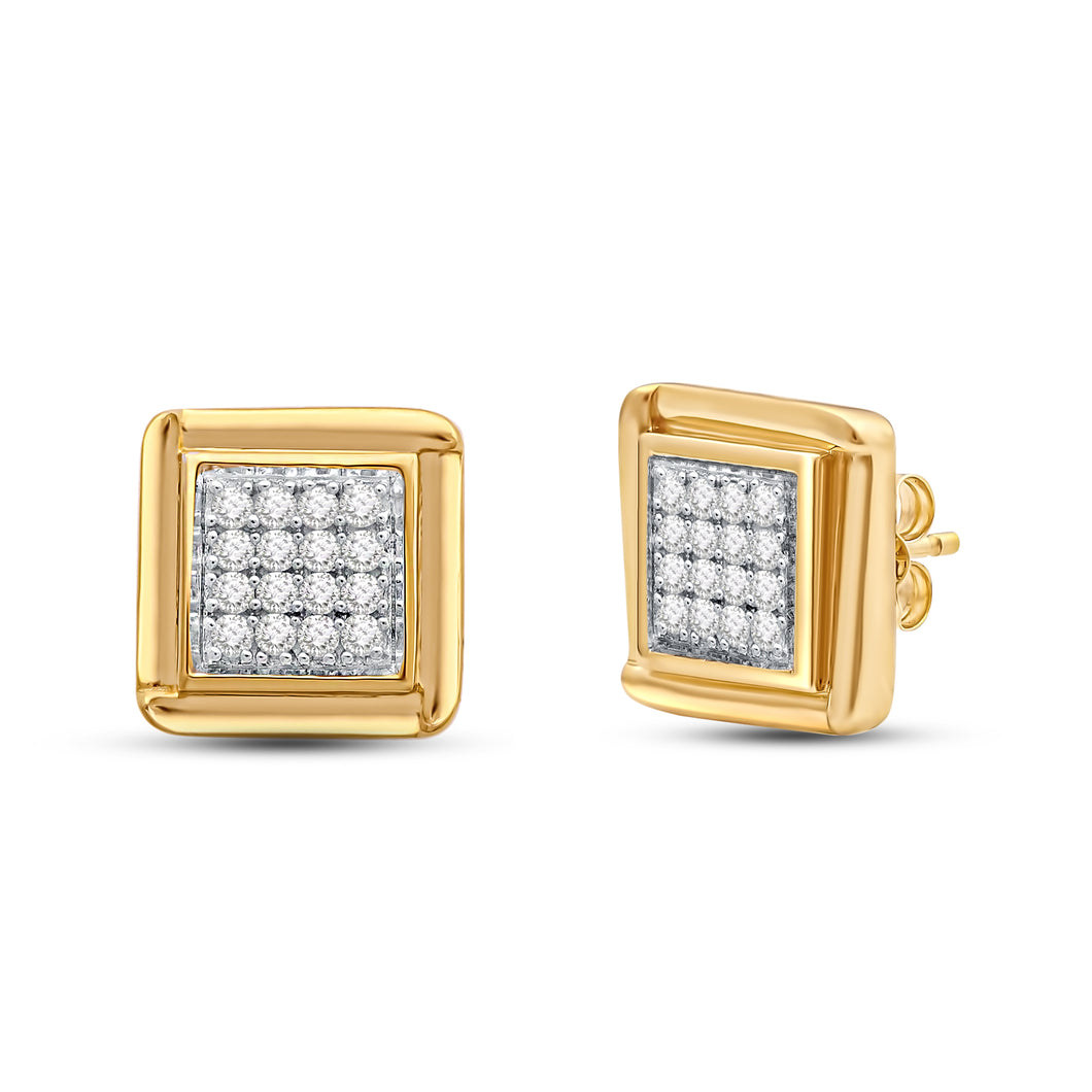 Men's Diamond Huggie Hoop Earrings 1/3 ct tw Round-cut 10K Yellow Gold |  Kay Outlet